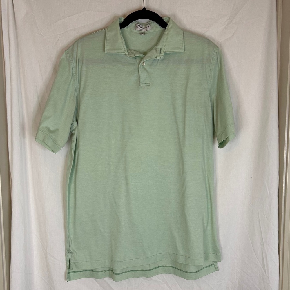 Peter Millar Nanotex Mens Polo Shirt Short‎ Sleeve Green Casual Golf